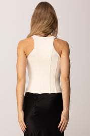 Elisabetta Franchi Top In Maglia In Punto Stoffa con Zip TK57S56E2 MILK