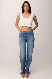 Elisabetta Franchi Top In Maglia à Jour TK74B61E2 AVORIO