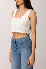 Elisabetta Franchi Top In Maglia à Jour TK74B61E2 AVORIO