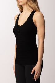 Elisabetta Franchi Top In Maglia Micro-intrecciata TK75B61E2 NERO