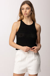 Akep Top In Maglia Traforata CNKD13264 NERO