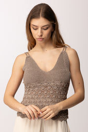 Akep Top In Maglia Traforata con Spalline Sottili CNKD13029 CORDA