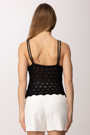 Akep Top In Maglia Traforata con Spalline Sottili CNKD13029 NERO