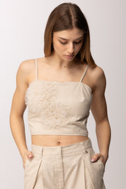 Twin-set Top In Misto Lino con Lurex 261AT2074 CASHEW LUREX