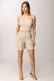 Twin-set Top In Misto Lino con Lurex 261AT2074 CASHEW LUREX