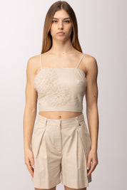 Twin-set Top In Misto Lino con Lurex 261AT2074 CASHEW LUREX