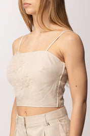 Twin-set Top In Misto Lino con Lurex 261AT2074 CASHEW LUREX