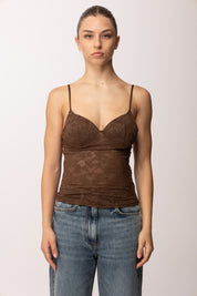Khloe Femme Top In Pizzo con Coppe E0657 CACAO