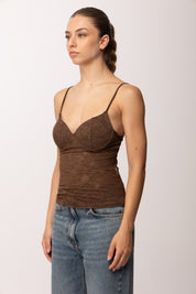 Khloe Femme Top In Pizzo con Coppe E0657 CACAO