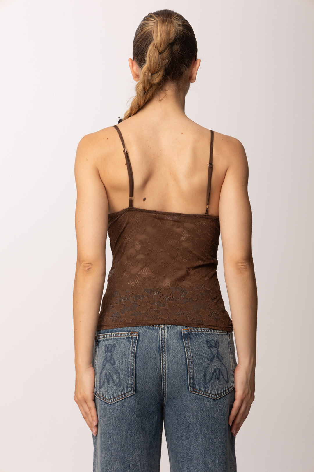Khloe Femme Top In Pizzo con Coppe E0657 CACAO