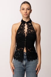 Khloe Femme Top In Pizzo con Scollo Halter 2318 BLACK