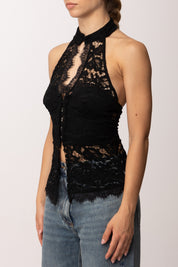 Khloe Femme Top In Pizzo con Scollo Halter 2318 BLACK