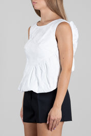Elisabetta Franchi Top In Raso Jacquard con Piume TO08267E2 AVORIO