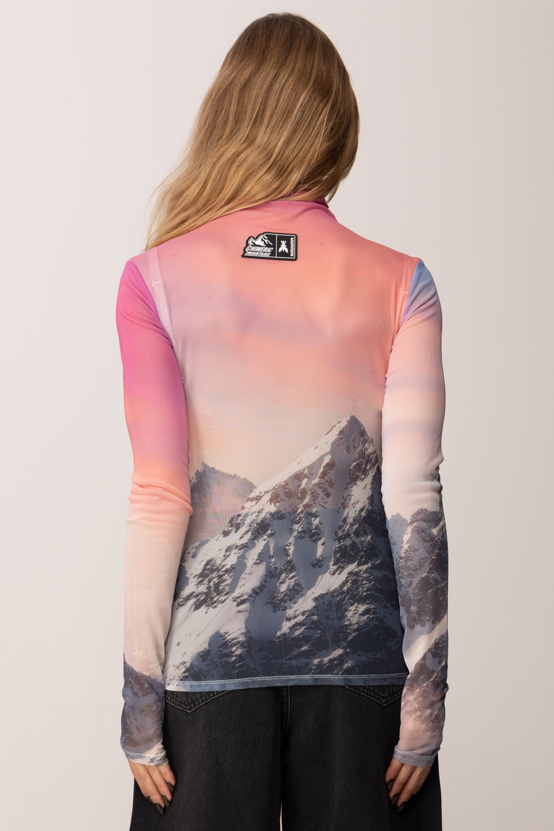 Patrizia Pepe Top In Rete Stampata con Collo Alto 2M4498 J667 CHIMERIC MOUNTAIN M