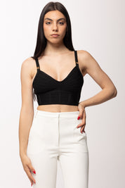 Elisabetta Franchi Top In Tessuto a Maglia 3d TK82D62E2 NERO