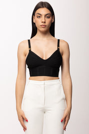 Elisabetta Franchi Top In Tessuto a Maglia 3d TK82D62E2 NERO