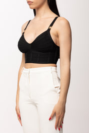 Elisabetta Franchi Top In Tessuto a Maglia 3d TK82D62E2 NERO