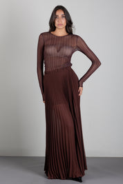 Patrizia Pepe Top In Tulle Stretch a Righe 8M0193 J0068 WOOD BROWN STRIPE