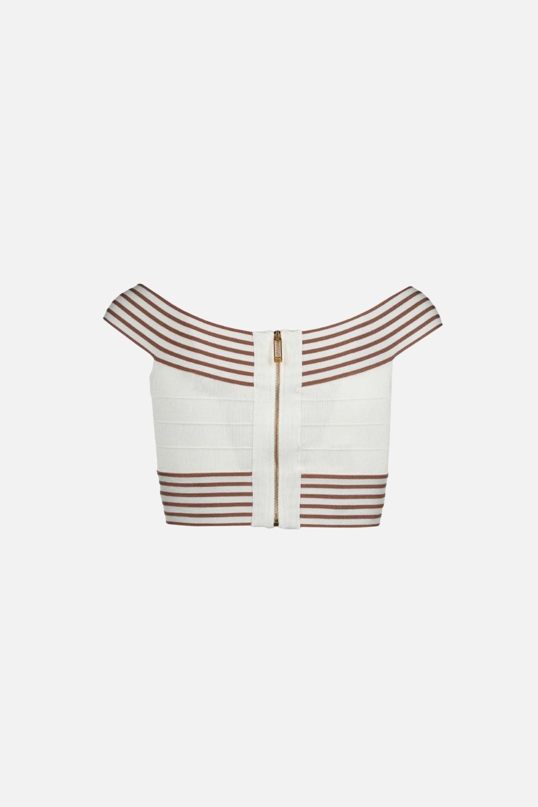 Elisabetta Franchi Top Lavorato a Maglia con Bordo a Righe TK44S61E2 AVORIO/CUOIO