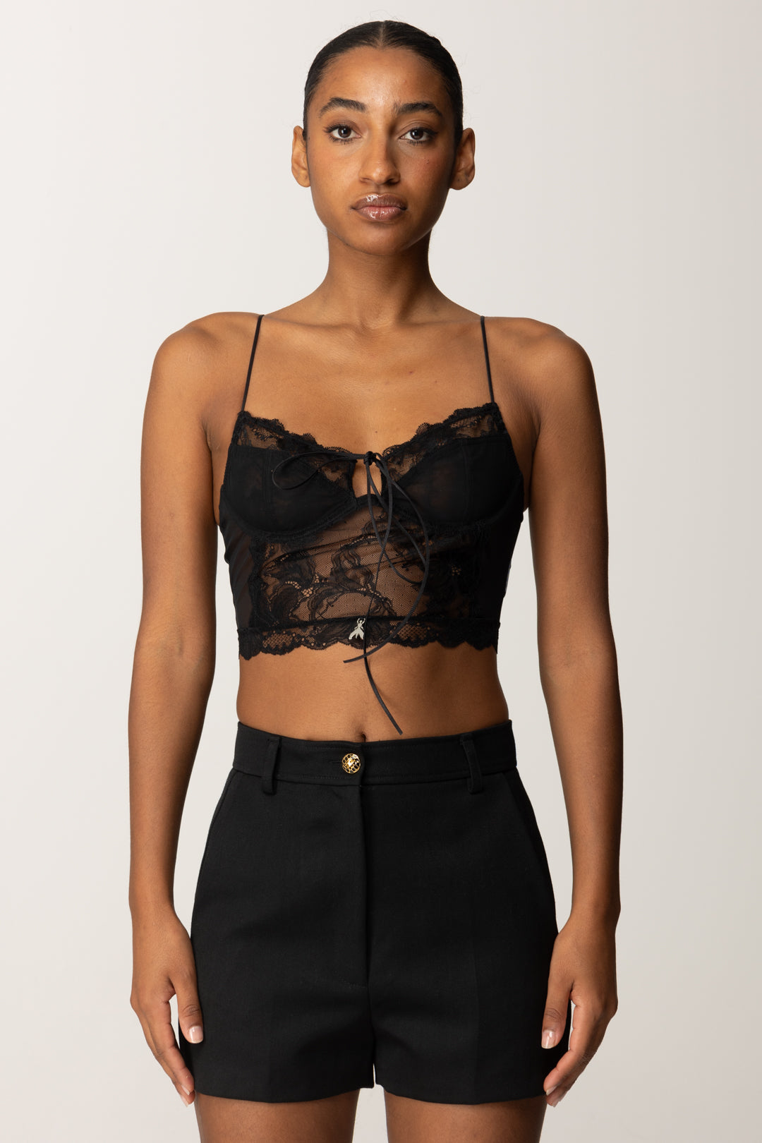 Patrizia Pepe Donna Top Lingerie In Pizzo 8I0179 A602 NERO