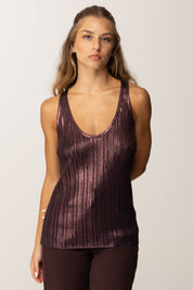 Elisabetta Franchi Top Metallizzato a Costine TK56Q56E2 MERLOT