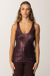 Elisabetta Franchi Top Metallizzato a Costine TK56Q56E2 MERLOT