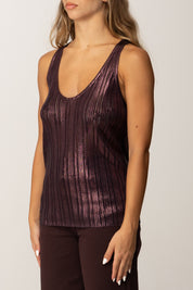 Elisabetta Franchi Top Metallizzato a Costine TK56Q56E2 MERLOT