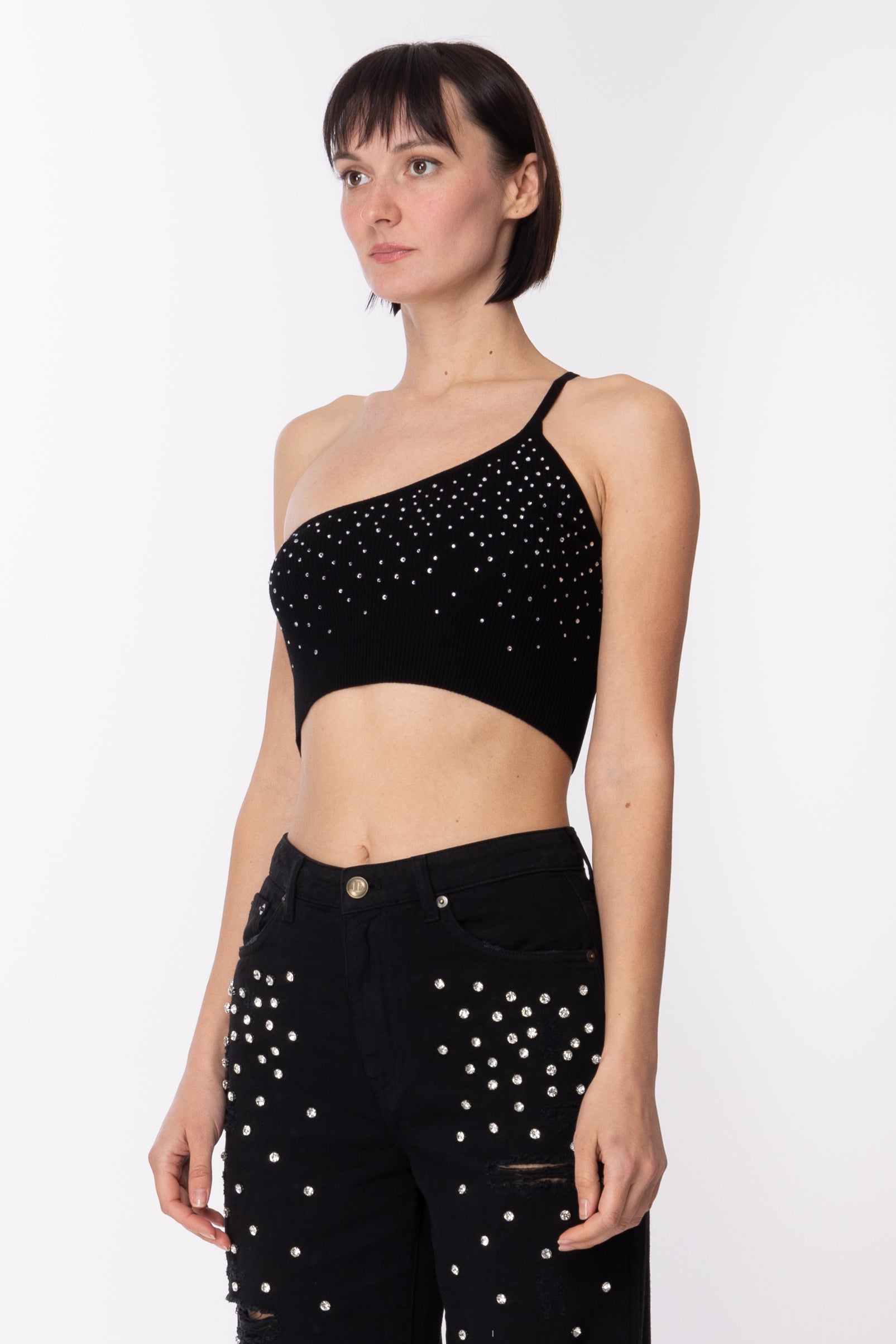 Maglia con strass in dégradé Donna, Nero | Milano Maglia con strass in dégradé Donna, Nero | Milano
