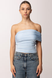 Khloe Femme Top Monospalla Drappeggiato E0316 CELESTE