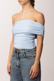 Khloe Femme Top Monospalla Drappeggiato E0316 CELESTE