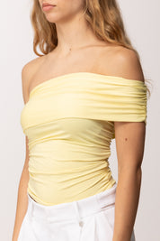 Khloe Femme Top Monospalla Drappeggiato E0316 GIALLO