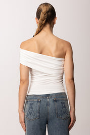 Khloe Femme Top Monospalla Drappeggiato E0316 PANNA