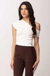 Twin-set Top Monospalla Drappeggiato In Jersey 261AP3012 MILK