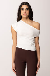 Twin-set Top Monospalla Drappeggiato In Jersey 261AP3012 MILK