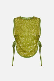 Elisabetta Franchi Top Pettorina In Organza Full Paillettes TO06362E2 ALOE