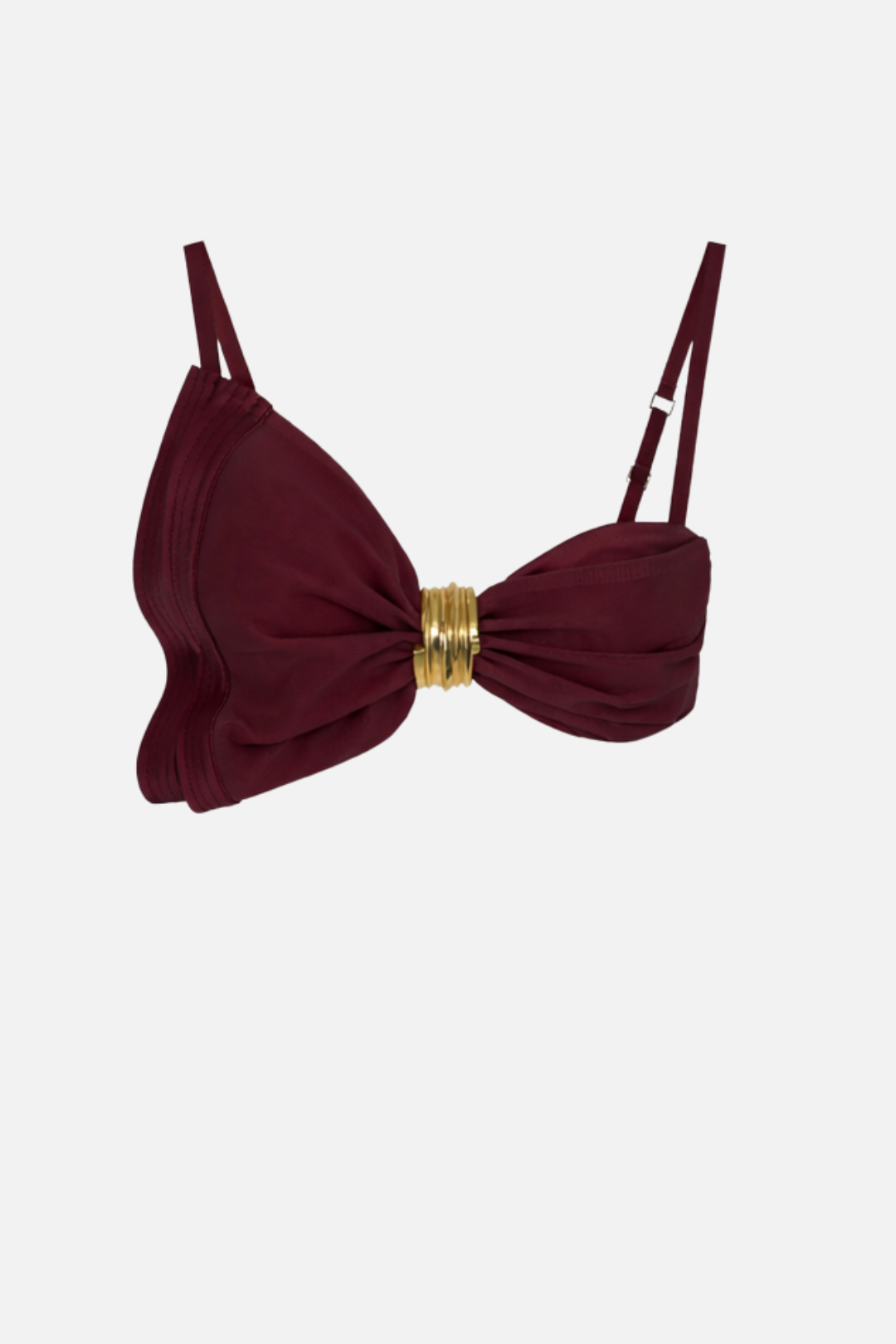 Elisabetta Franchi Top Reggiseno con Ruches e Fermaglio Oro RG01662E2 CACAO