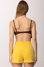 Elisabetta Franchi Top Reggiseno con Ruches e Fermaglio Oro RG01662E2 CACAO