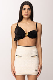 Elisabetta Franchi Top Reggiseno con Ruches e Fermaglio Oro RG01662E2 NERO