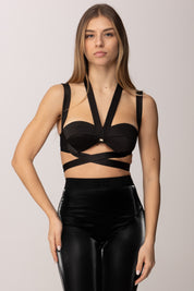 Elisabetta Franchi Top Reggiseno con Spalline Incrociate NERO