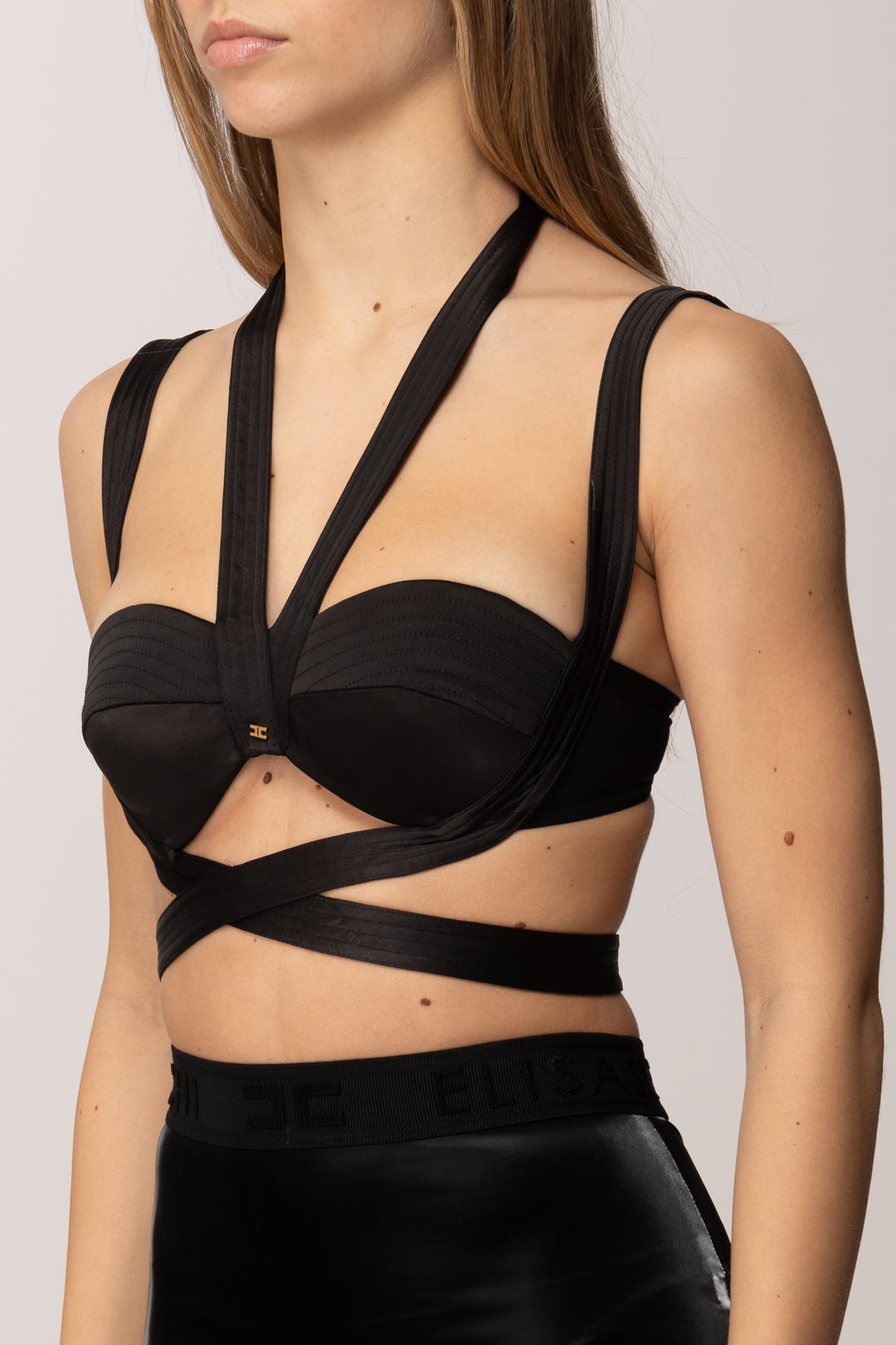 Elisabetta Franchi Top Reggiseno con Spalline Incrociate NERO