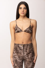 Elisabetta Franchi Top Reggiseno In Raso con Stampa Alligatore RG00861E2 CACAO