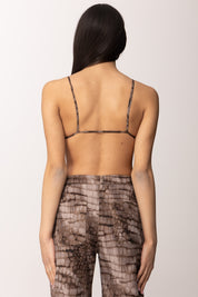 Elisabetta Franchi Top Reggiseno In Raso con Stampa Alligatore RG00861E2 CACAO