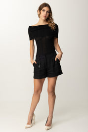 Manila Grace Top Shiffer Off-shoulder M443VX NERO