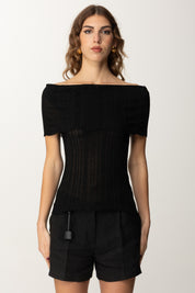 Manila Grace Top Shiffer Off-shoulder M443VX NERO