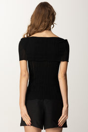 Manila Grace Top Shiffer Off-shoulder M443VX NERO