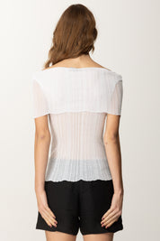 Manila Grace Top Shiffer Off-shoulder M443VX OFF WHITE