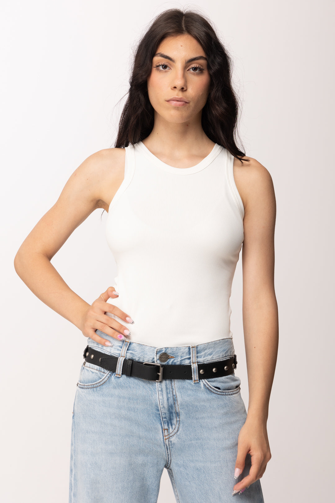 Imperial Top Smanicato Aderente RFH3LQM BIANCO
