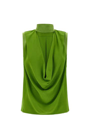 Elisabetta Franchi Top Smanicato In Georgette Di Viscosa CA13461E2 ALOE