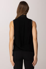 Elisabetta Franchi Top Smanicato In Georgette Di Viscosa CA13461E2 NERO