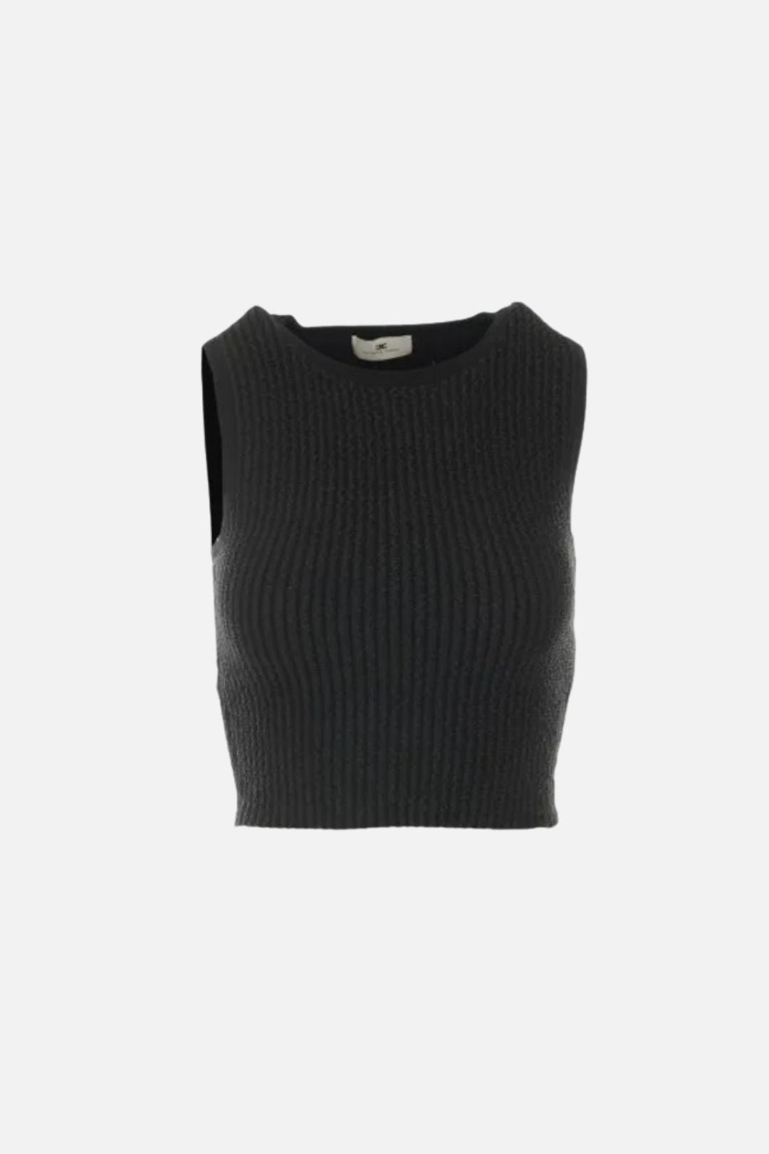 Elisabetta Franchi Top Smanicato In Maglia a Coste TK01S66E2 NERO